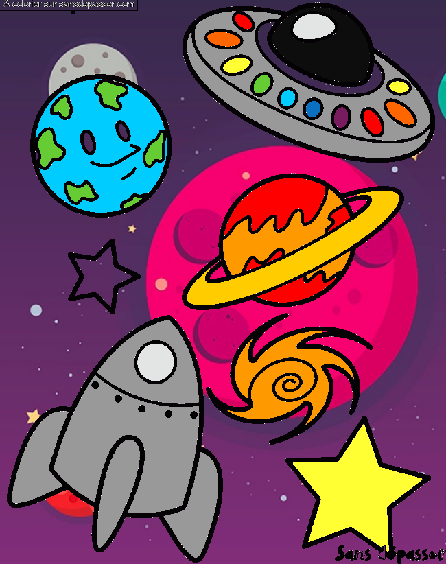 Coloriage Dans l'espace par un invit&eacute;