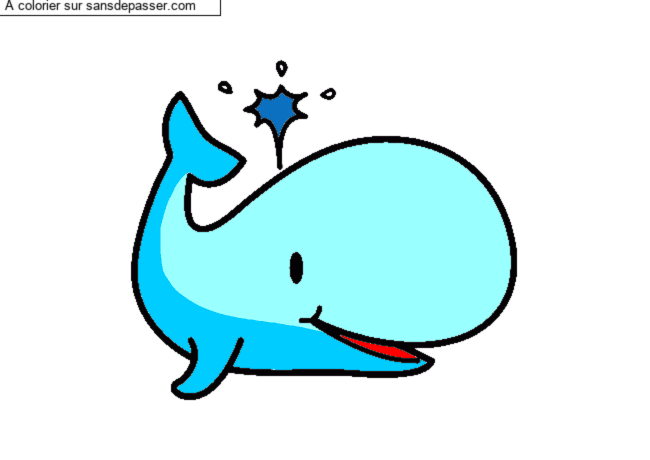 Coloriage Baleine souriante par un invit&eacute;