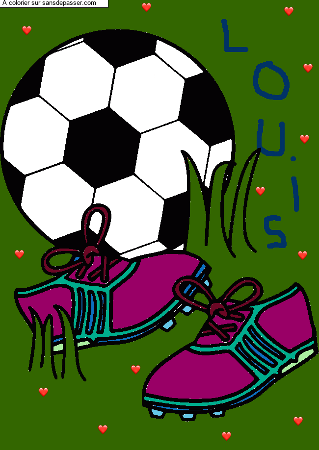 Coloriage Ballon et crampons de football par un invit&eacute;
