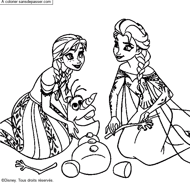 Coloriage Anna, Elsa et Olaf par un invité