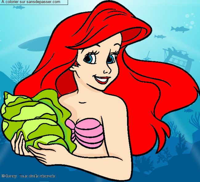 Coloriage Ariel, la petite sir&egrave;ne par un invit&eacute;