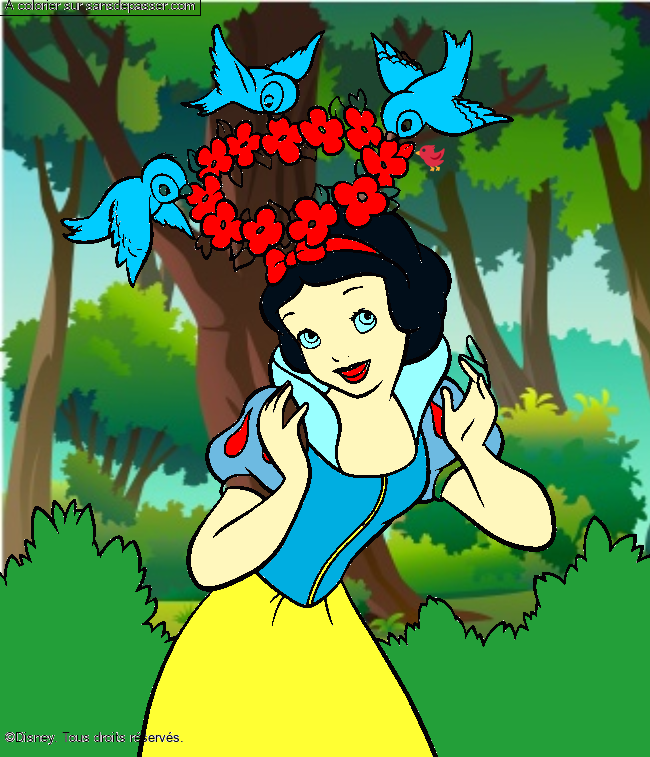 Coloriage Blanche Neige par un invit&eacute;