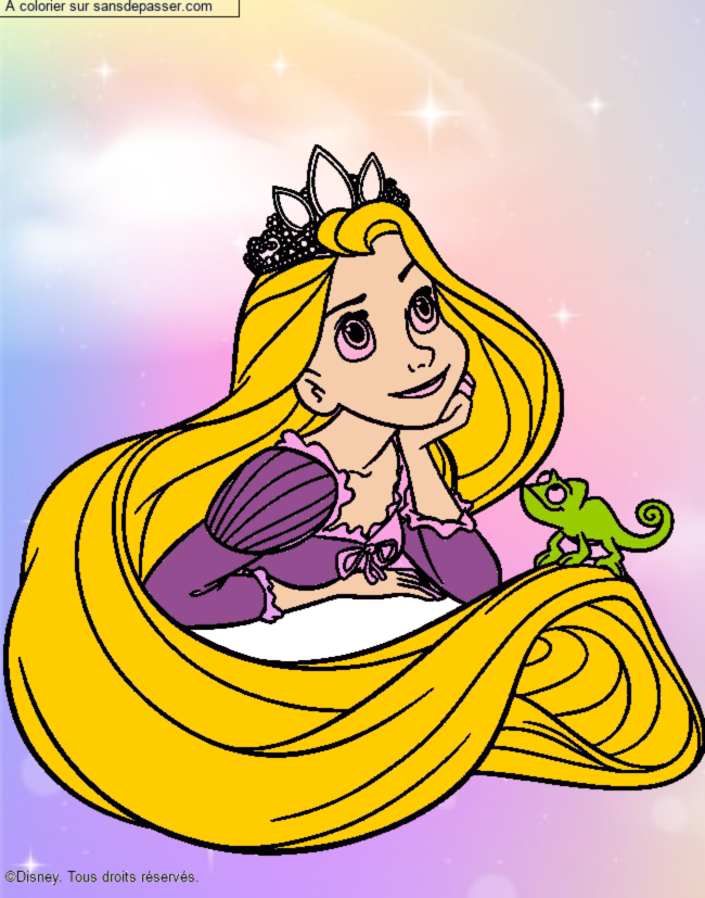 Coloriage Raiponce et Pascal par un invit&eacute;