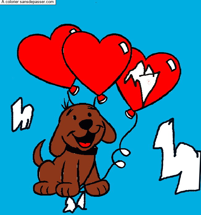 Coloriage Clifford le grand chien rouge avec des ballons  Sans Dépasser