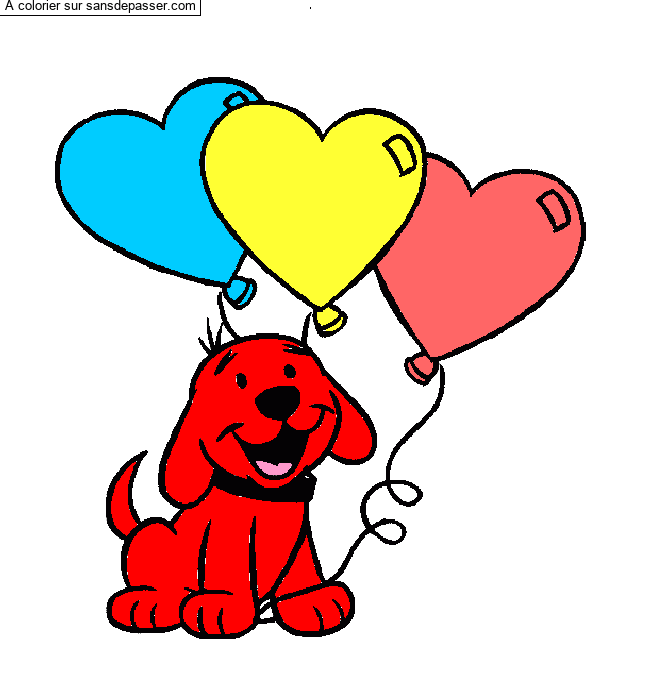 Coloriage Clifford le grand chien rouge avec des ballons par LEANA