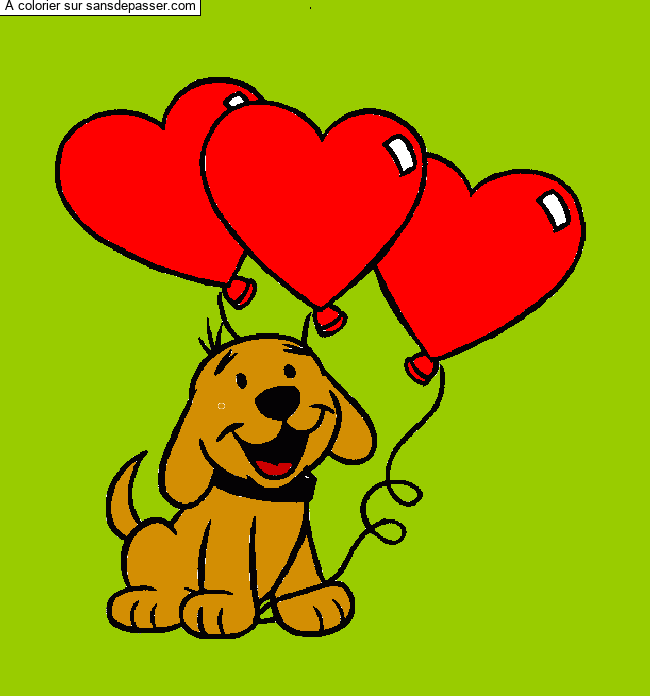 Coloriage Clifford le grand chien rouge avec des ballons par Sasa Lala