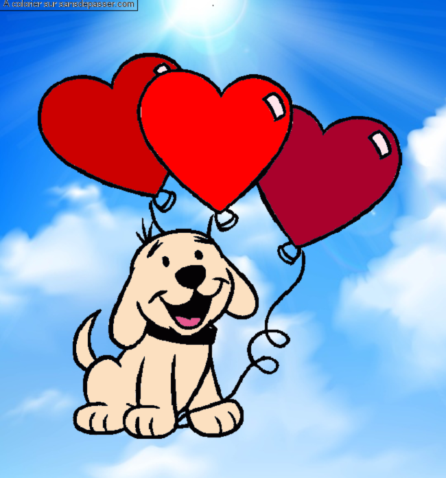 Clifford le grand chien rouge avec des ballons par un invit&eacute;