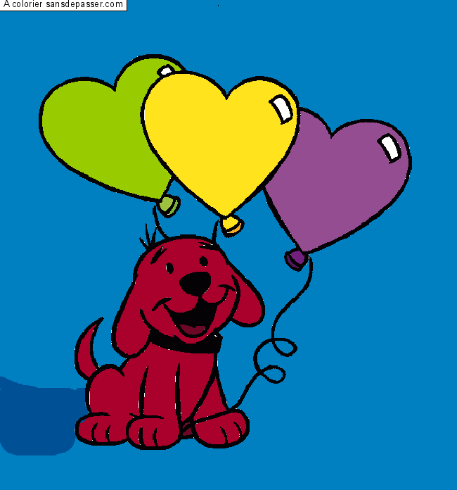 Coloriage Clifford le grand chien rouge avec des ballons  Sans Dépasser