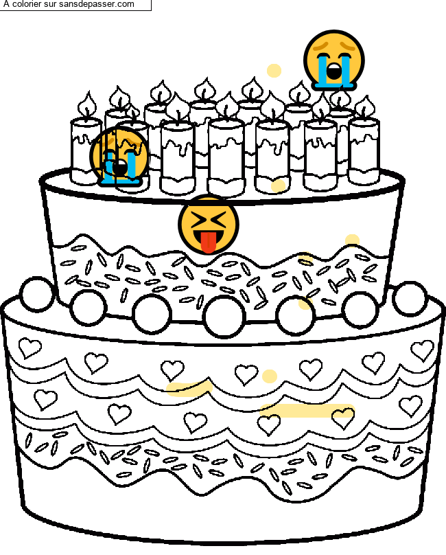 Coloriage Gateau d'anniversaire par un invit&eacute;