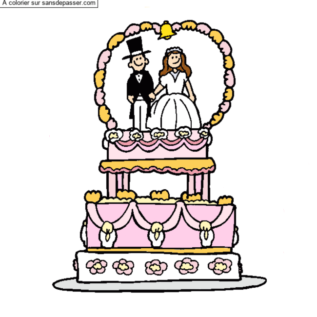 Coloriage G&acirc;teau de mariage par un invit&eacute;