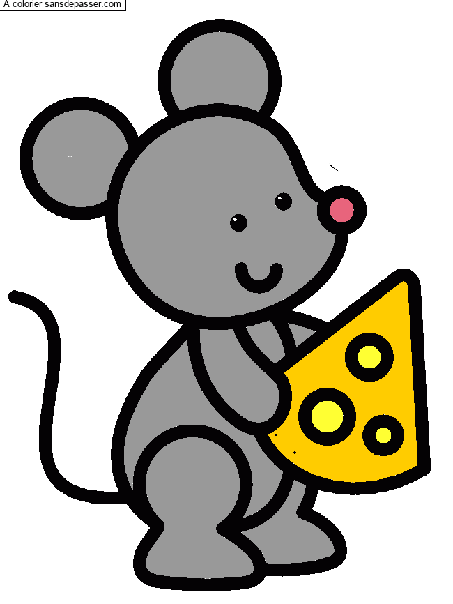 Petite souris qui tient un fromage par un invit&eacute;