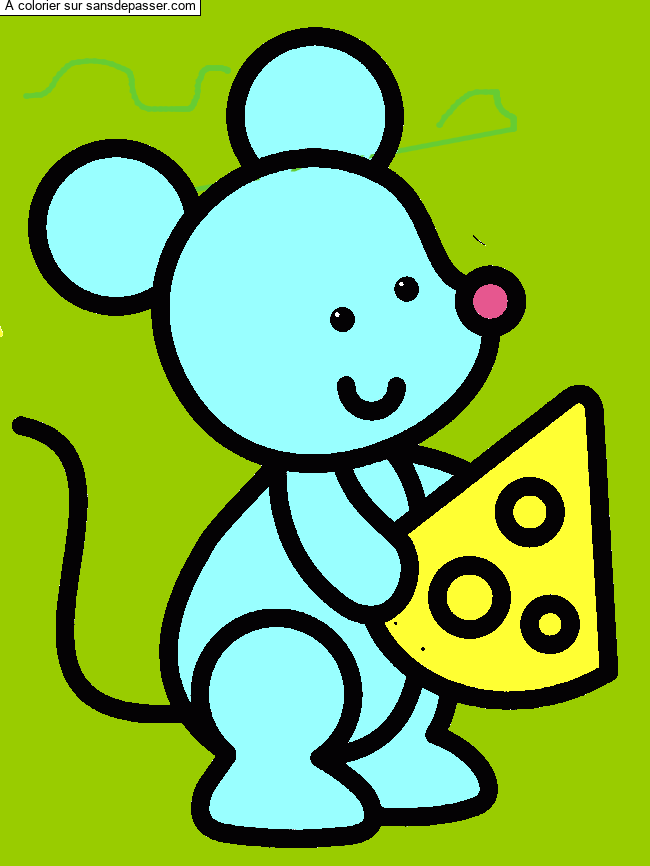 Coloriage Petite souris qui tient un fromage par un invité