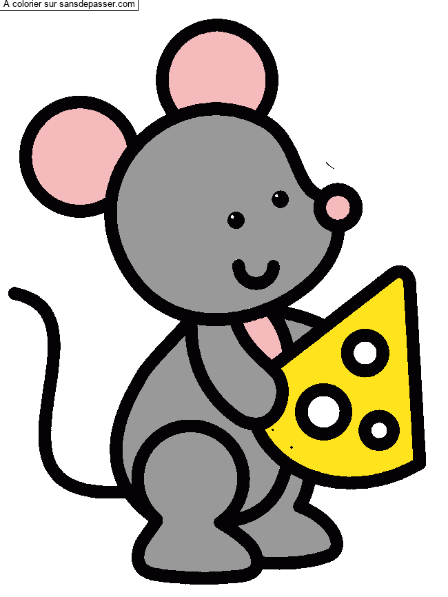 Coloriage Petite souris qui tient un fromage par un invité