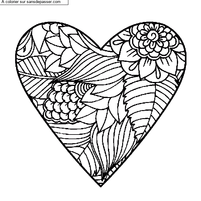 Coloriage Coeur et fleurs par Liloangel_2014