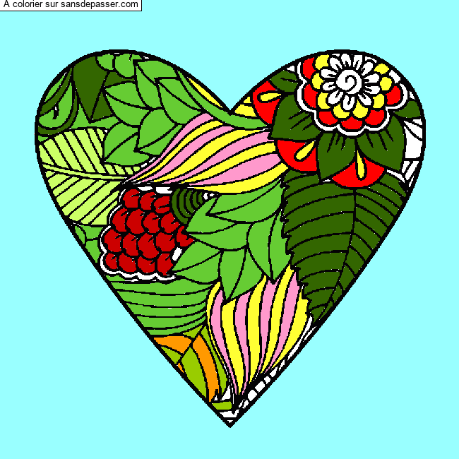 Coloriage Coeur et fleurs par L&eacute;onie0401