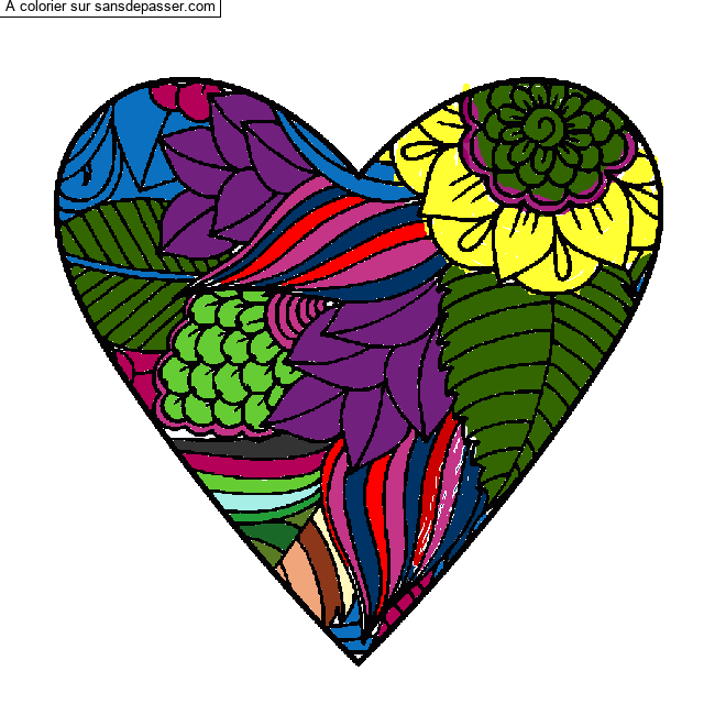 Coloriage Coeur et fleurs par un invité