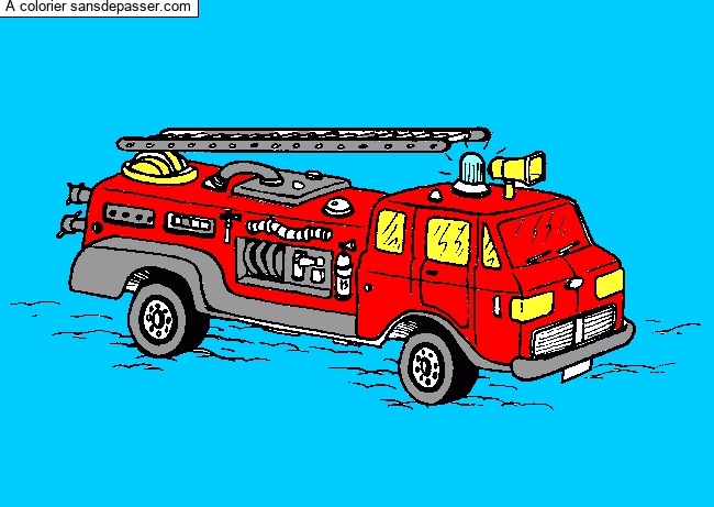 Coloriage Camion de pompiers par un invit&eacute;