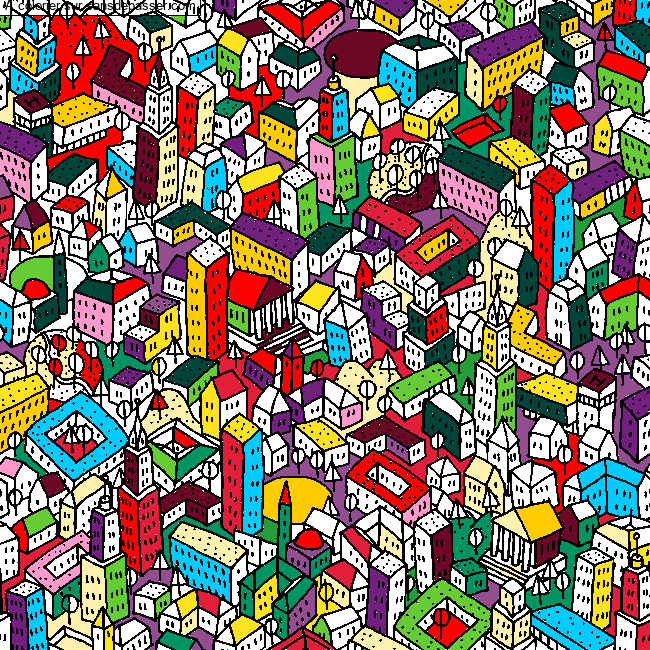 Coloriage La ville par un invit&eacute;