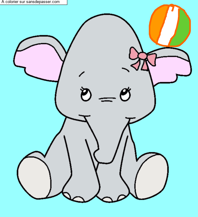Petit &eacute;l&eacute;phant avec un noeud par un invit&eacute;