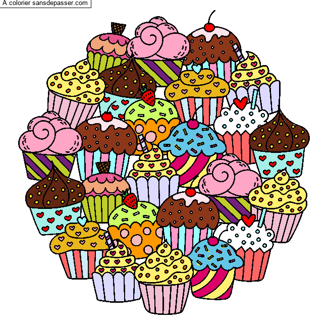 Coloriage Colorful cupcakes par un invité