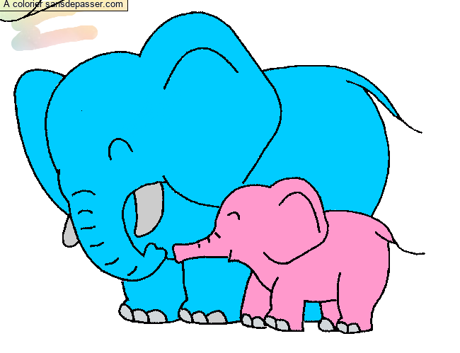 Maman El&eacute;phant et son b&eacute;b&eacute; par un invit&eacute;