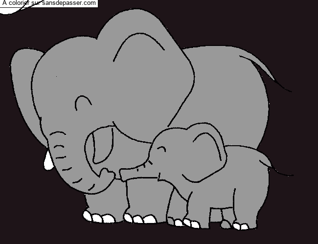 Coloriage Maman El&eacute;phant et son b&eacute;b&eacute; par Norah