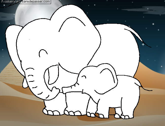 Maman El&eacute;phant et son b&eacute;b&eacute; par deldou