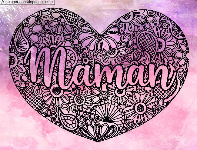 Dessin colorié : Coloriage Mandala Coeur Maman par capu10 - Sans Dépasser
