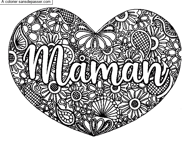 Coloriage Mandala Coeur Maman par vict