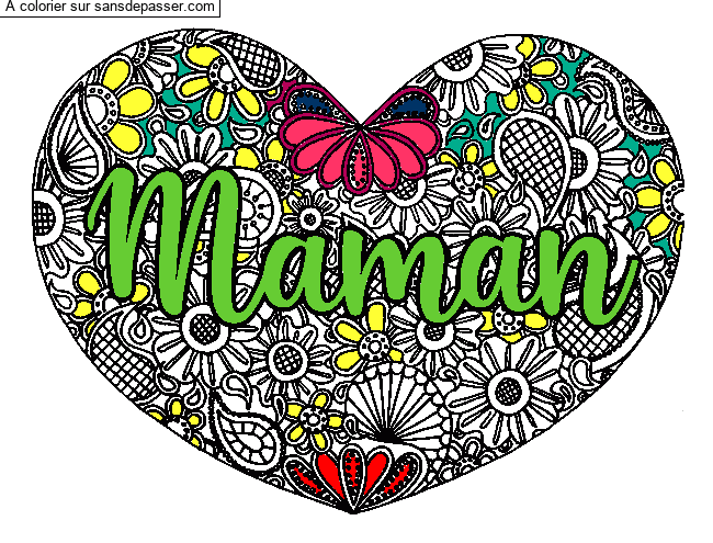 Coloriage Mandala Coeur Maman