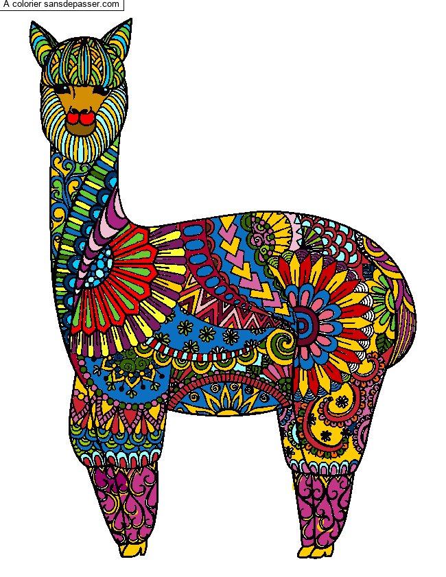 Coloriage Lama - Mandala par un invit&eacute;