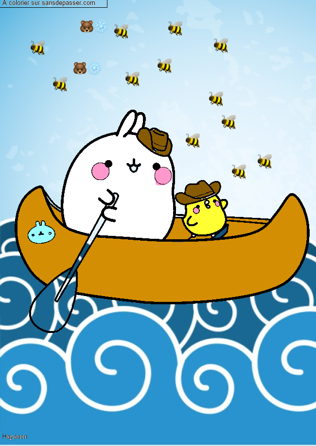 Molang dans son kayak par un invit&eacute;