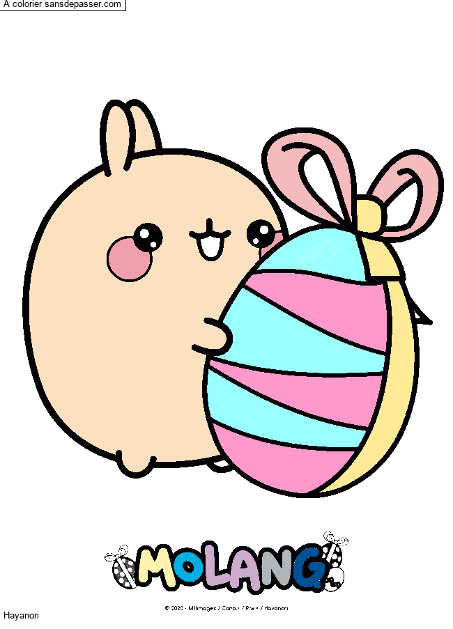 Molang et son oeuf de P&acirc;ques par la queen