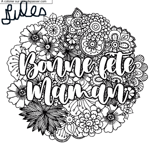 Coloriage Bonne f&ecirc;te Maman par un invit&eacute;