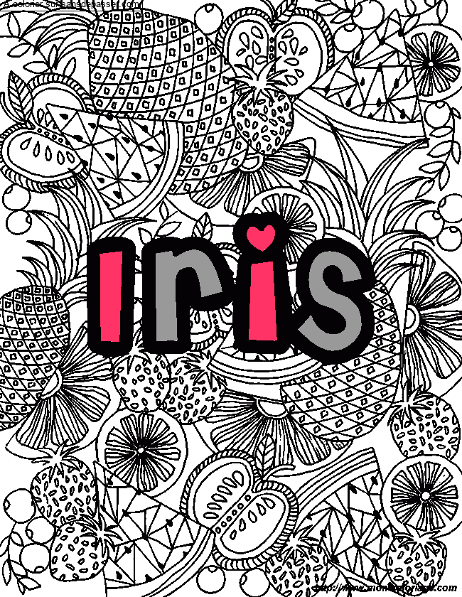 Coloriage Coloriage pr&eacute;nom Fruits - Iris