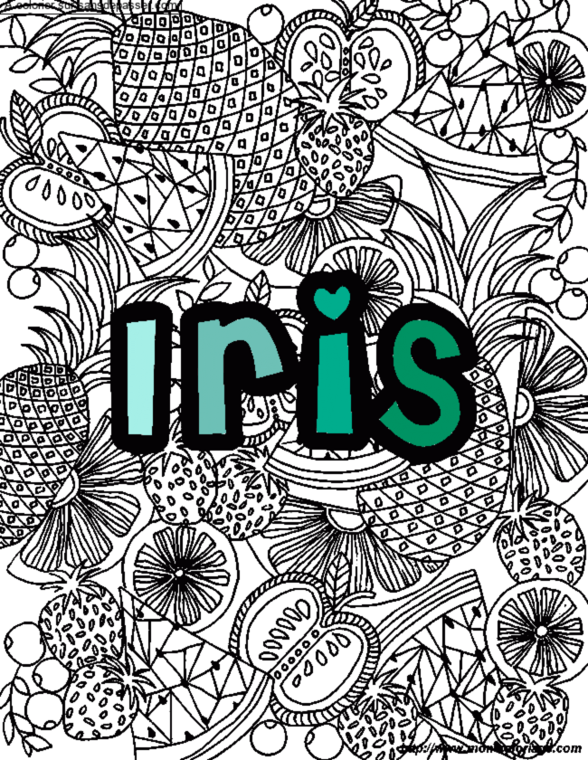 Coloriage Coloriage pr&eacute;nom Fruits - Iris par un invité