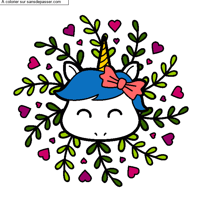 Coloriage Mandala Licorne par Ad&egrave;le51