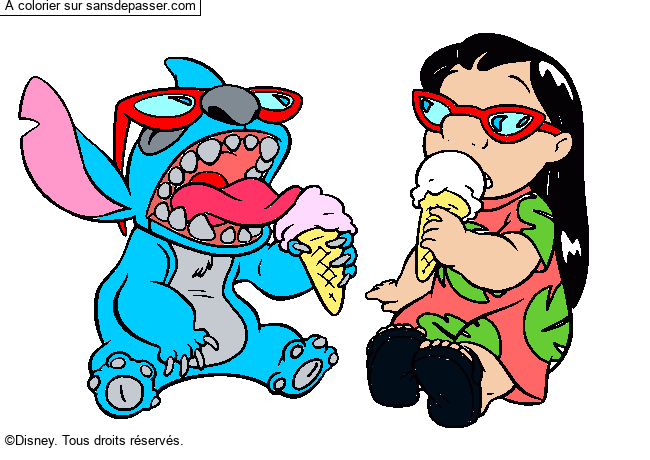 Lilo et Stitch mangent une glace par un invit&eacute;
