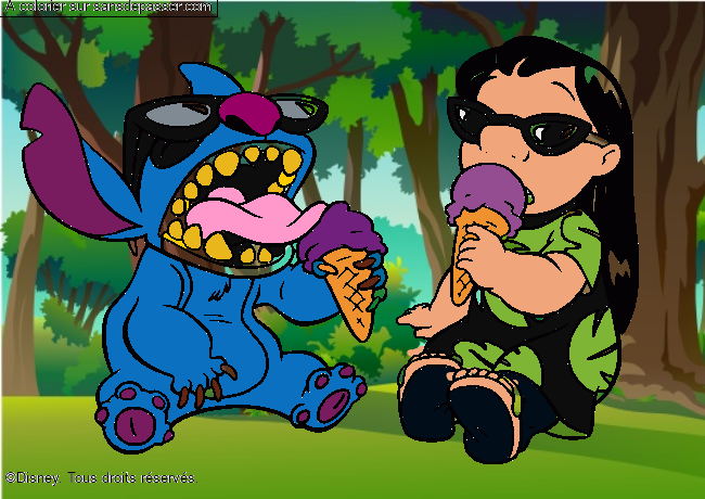 Lilo et Stitch mangent une glace par un invit&eacute;