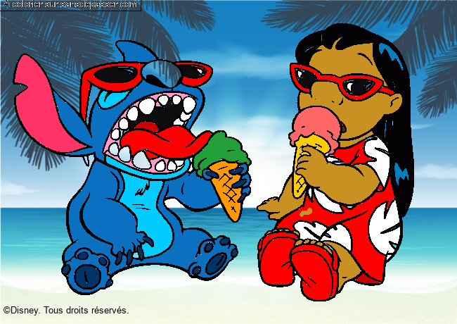 Lilo et Stitch mangent une glace par un invit&eacute;