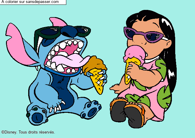 Lilo et Stitch mangent une glace par un invit&eacute;