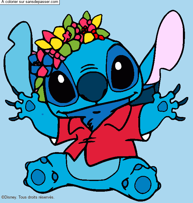 Stitch et sa couronne de fleurs par un invit&eacute;