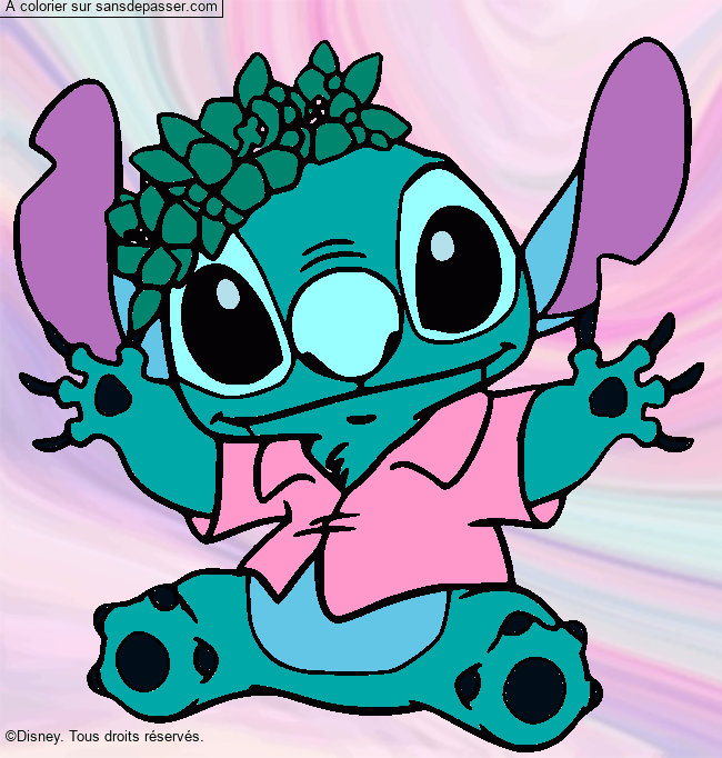 Stitch et sa couronne de fleurs par un invit&eacute;