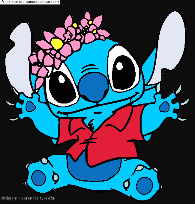 Stitch et sa couronne de fleurs par un invit&eacute;