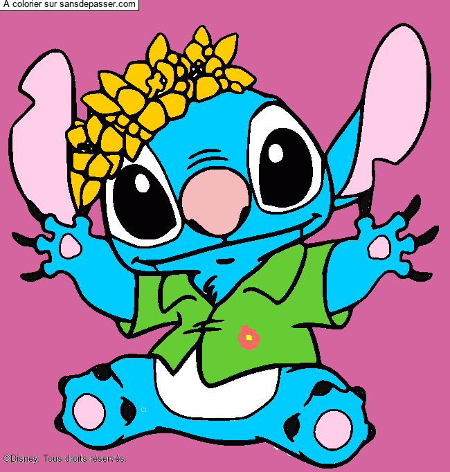 Stitch et sa couronne de fleurs par Abby