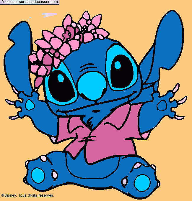 Stitch et sa couronne de fleurs par un invit&eacute;