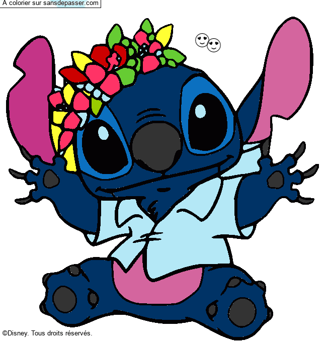 Stitch et sa couronne de fleurs par kelly