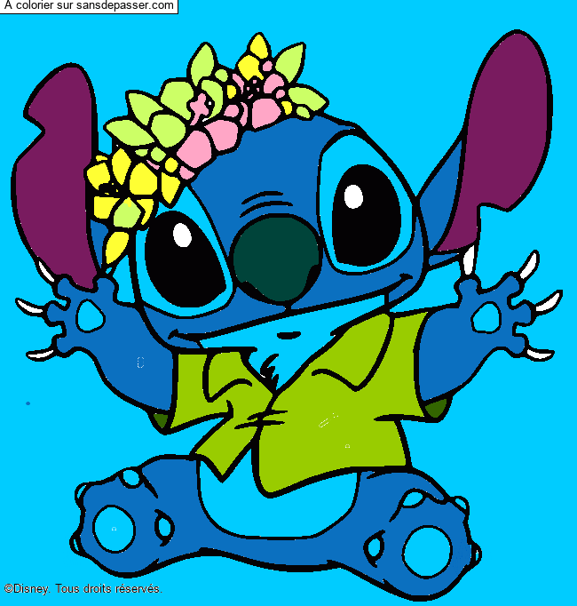 Stitch et sa couronne de fleurs par angelina-folacci12