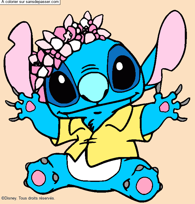 Stitch et sa couronne de fleurs par un invit&eacute;