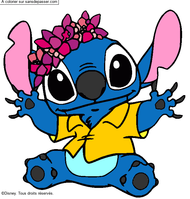 Stitch et sa couronne de fleurs par un invit&eacute;